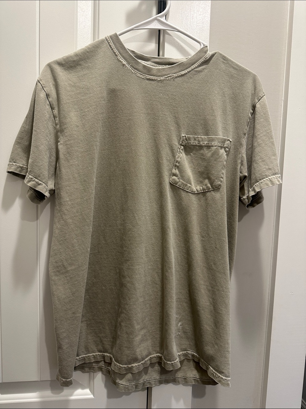 Comfort Colors Washed Olive Short Sleeve Pocket Tee - Women's